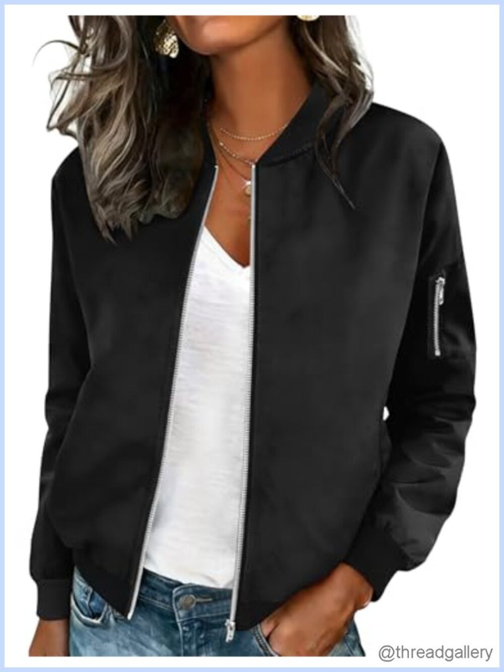 HOTOUCH Women's Lightweight Zip Up Bomber Jacket Casual Coat